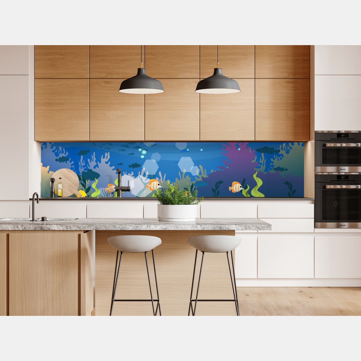 Naklejka repozycjonowalna zabawna podwodna scena z rafą koralową – Wallissimo® Naklejka repozycjonowalna zabawna podwodna scena z rafą koralową – Wallissimo®