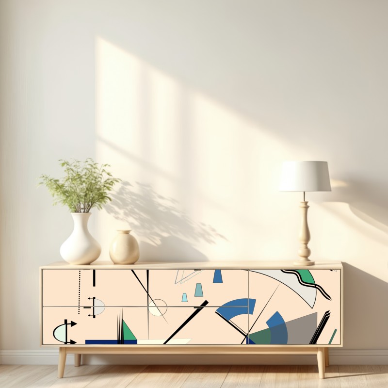 Naklejka repozycjonowalna geometryczna kompozycja w pastelach – Wallissimo® Naklejka repozycjonowalna geometryczna kompozycja w pastelach – Wallissimo®