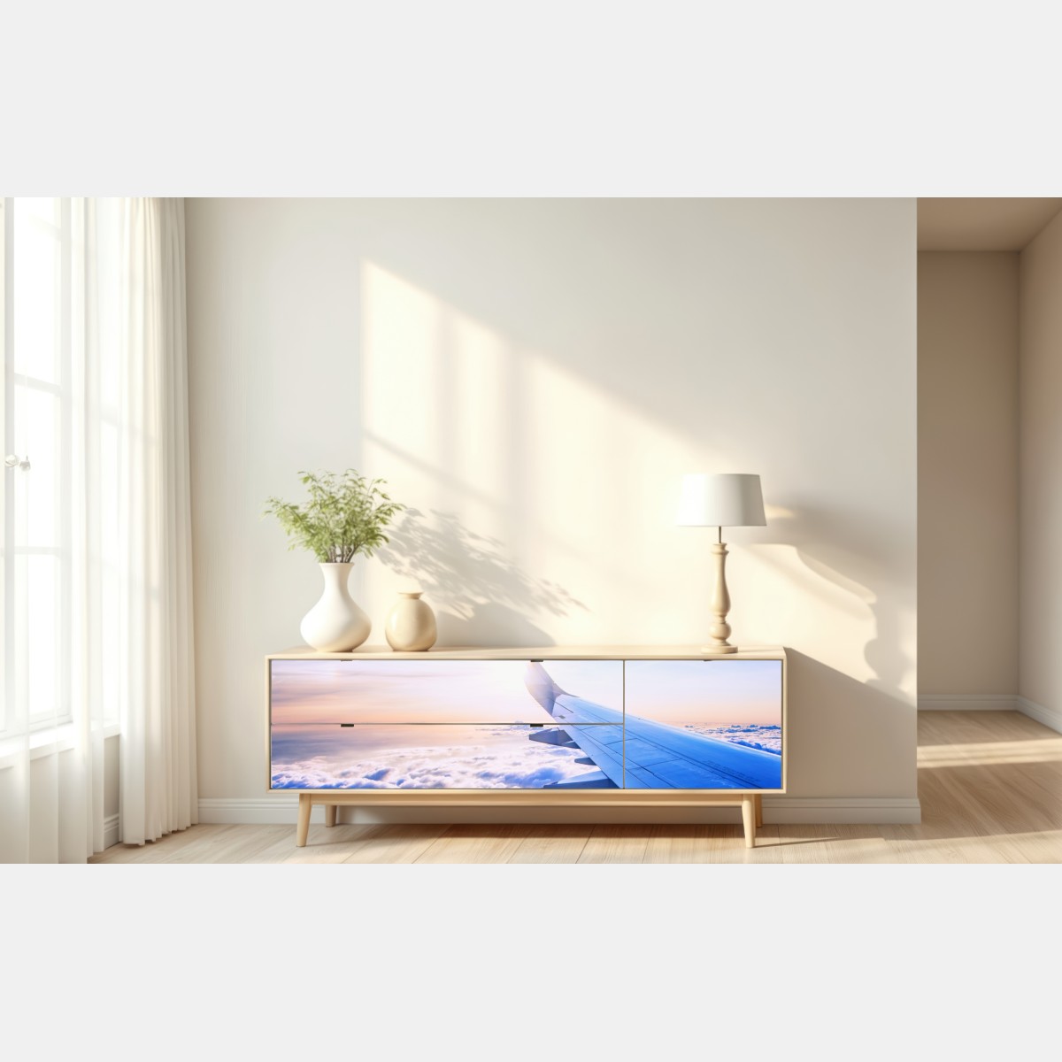 Naklejka repozycjonowalna ponad chmurami widok z lotu ptaka – Wallissimo® Naklejka repozycjonowalna ponad chmurami widok z lotu ptaka – Wallissimo®