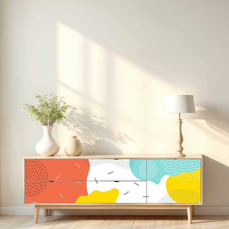 Naklejka repozycjonowalna zabawne abstrakcyjne kształty w żywych kolorach – Wallissimo® Naklejka repozycjonowalna zabawne abstrakcyjne kształty w żywych kolorach – Wallissimo®
