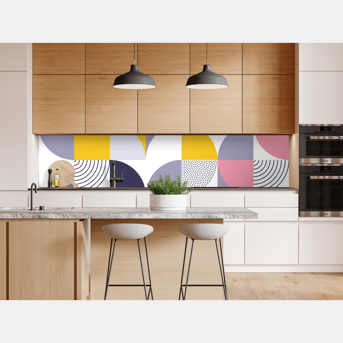 Naklejka repozycjonowalna pastelowy geometryczny wzór z półkolami – Wallissimo® Naklejka repozycjonowalna pastelowy geometryczny wzór z półkolami – Wallissimo®