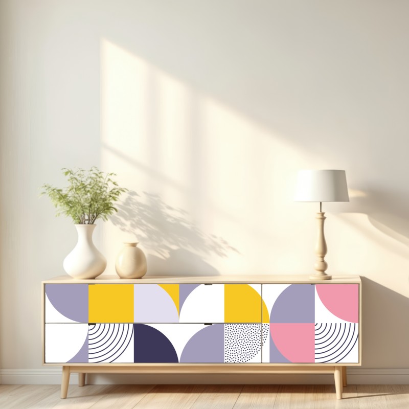 Naklejka repozycjonowalna pastelowy geometryczny wzór z półkolami – Wallissimo® Naklejka repozycjonowalna pastelowy geometryczny wzór z półkolami – Wallissimo®