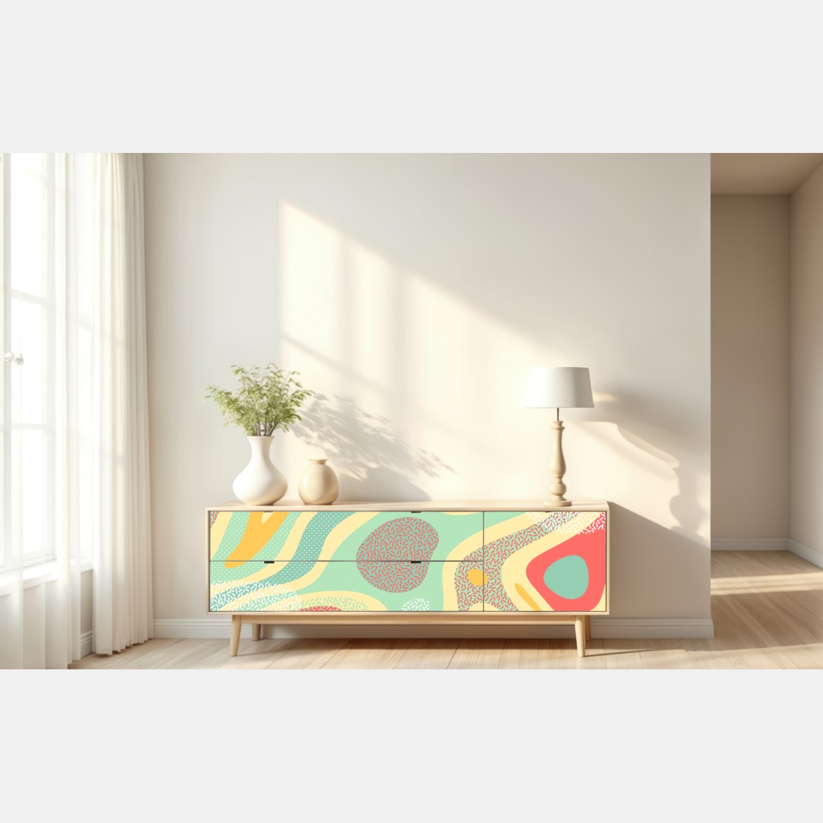 Naklejka repozycjonowalna pastelowy organiczny wzór abstrakcyjny – Wallissimo® Naklejka repozycjonowalna pastelowy organiczny wzór abstrakcyjny – Wallissimo®