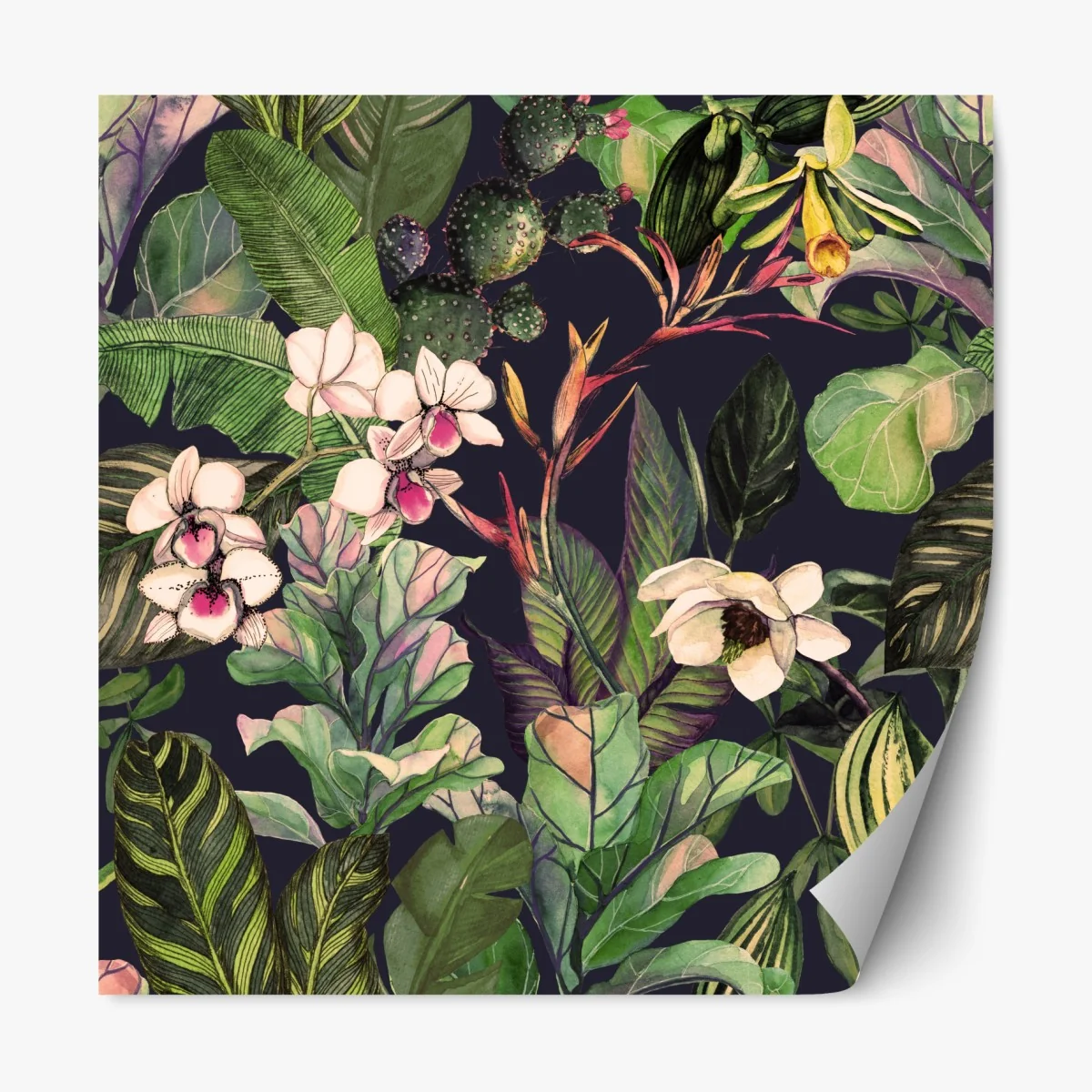Naklejka repozycjonowalna tropikalny akwarelowy wzór botaniczny – Wallissimo® Naklejka repozycjonowalna tropikalny akwarelowy wzór botaniczny – Wallissimo®