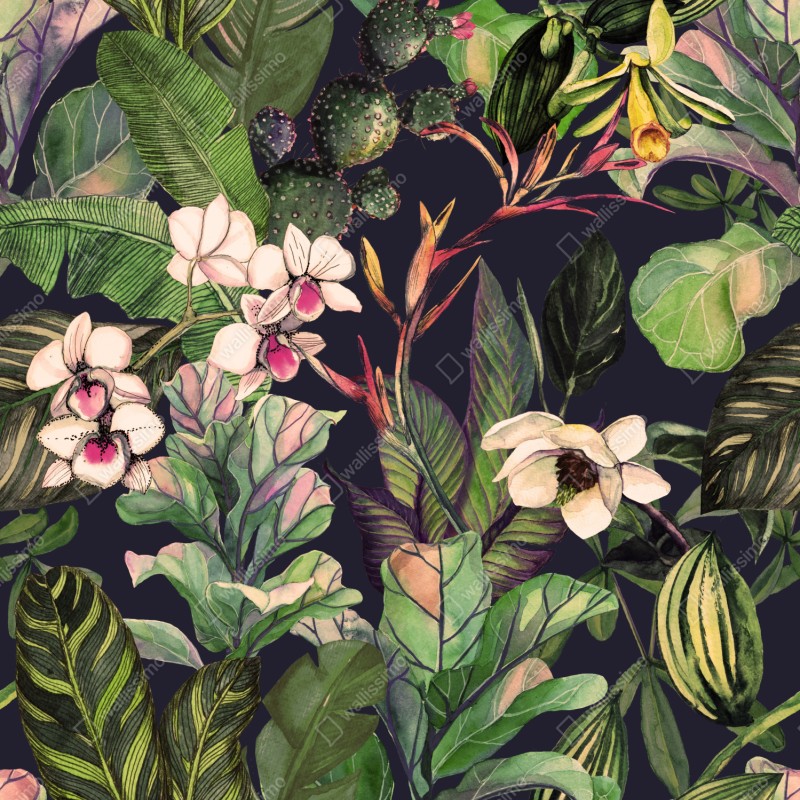 Naklejka repozycjonowalna tropikalny akwarelowy wzór botaniczny – Wallissimo® Naklejka repozycjonowalna tropikalny akwarelowy wzór botaniczny – Wallissimo®
