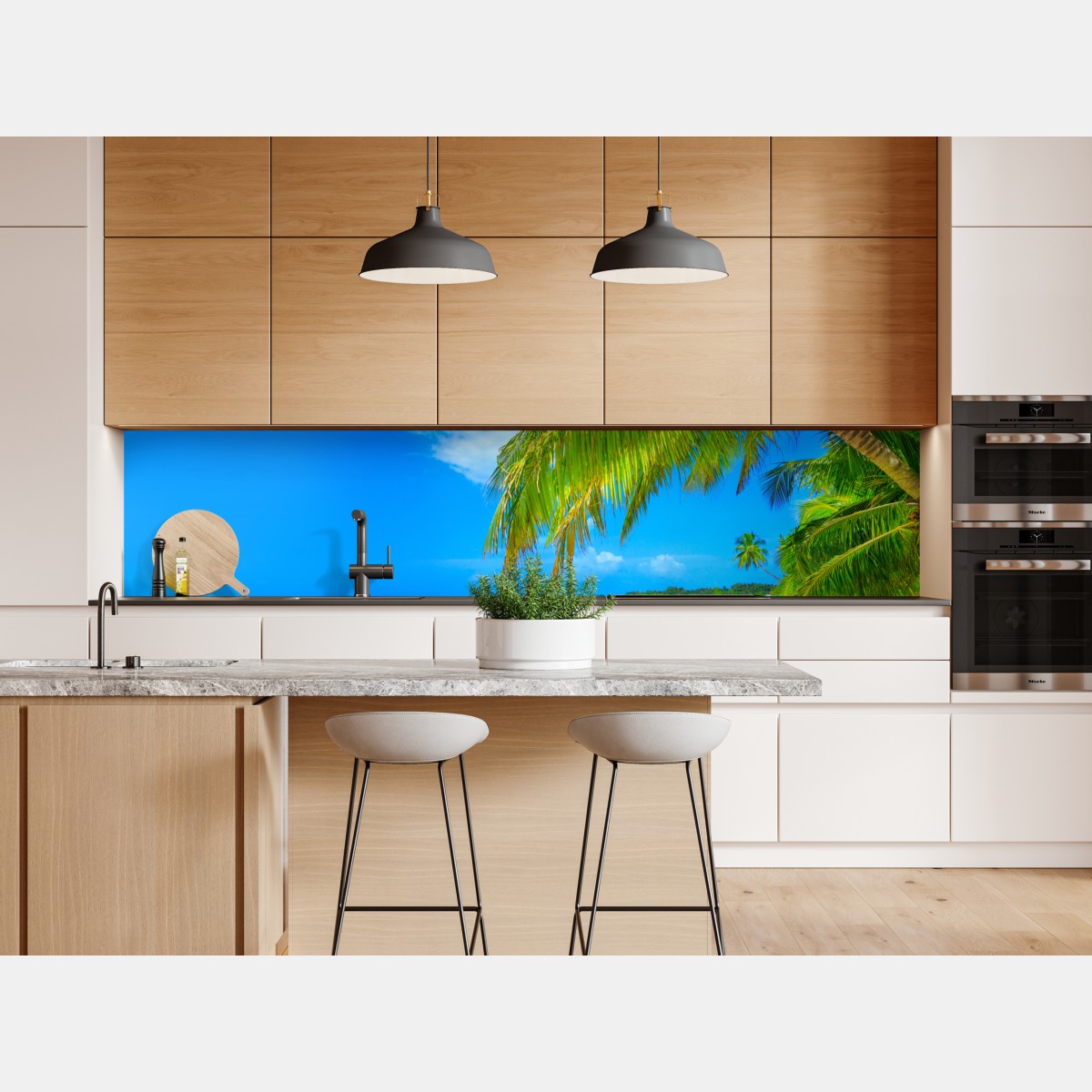 Naklejka repozycjonowalna tropikalna turkusowa plaża – Wallissimo® Naklejka repozycjonowalna tropikalna turkusowa plaża – Wallissimo®