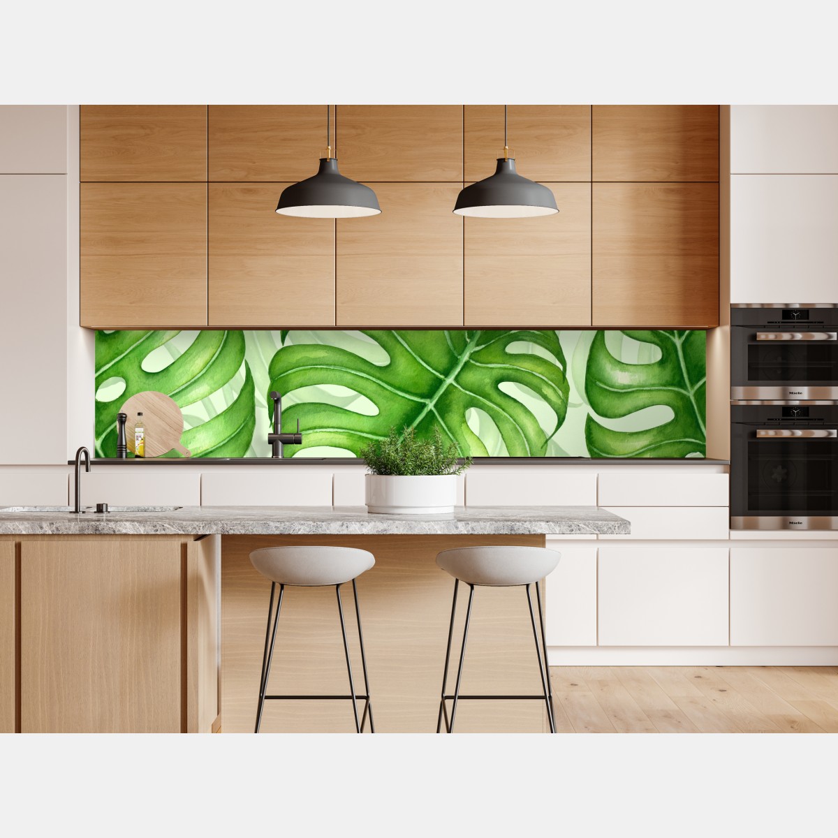 Naklejka repozycjonowalna akwarelowy wzór liści monstery – Wallissimo® Naklejka repozycjonowalna akwarelowy wzór liści monstery – Wallissimo®