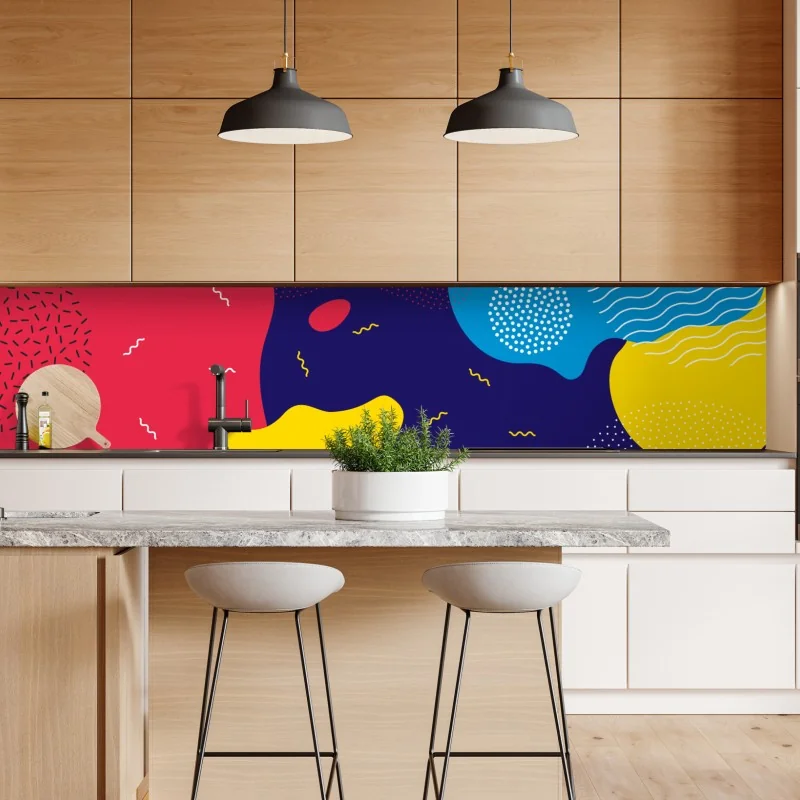 Naklejka repozycjonowalna żywy abstrakcyjny wzór kształtów – Wallissimo® Naklejka repozycjonowalna żywy abstrakcyjny wzór kształtów – Wallissimo®