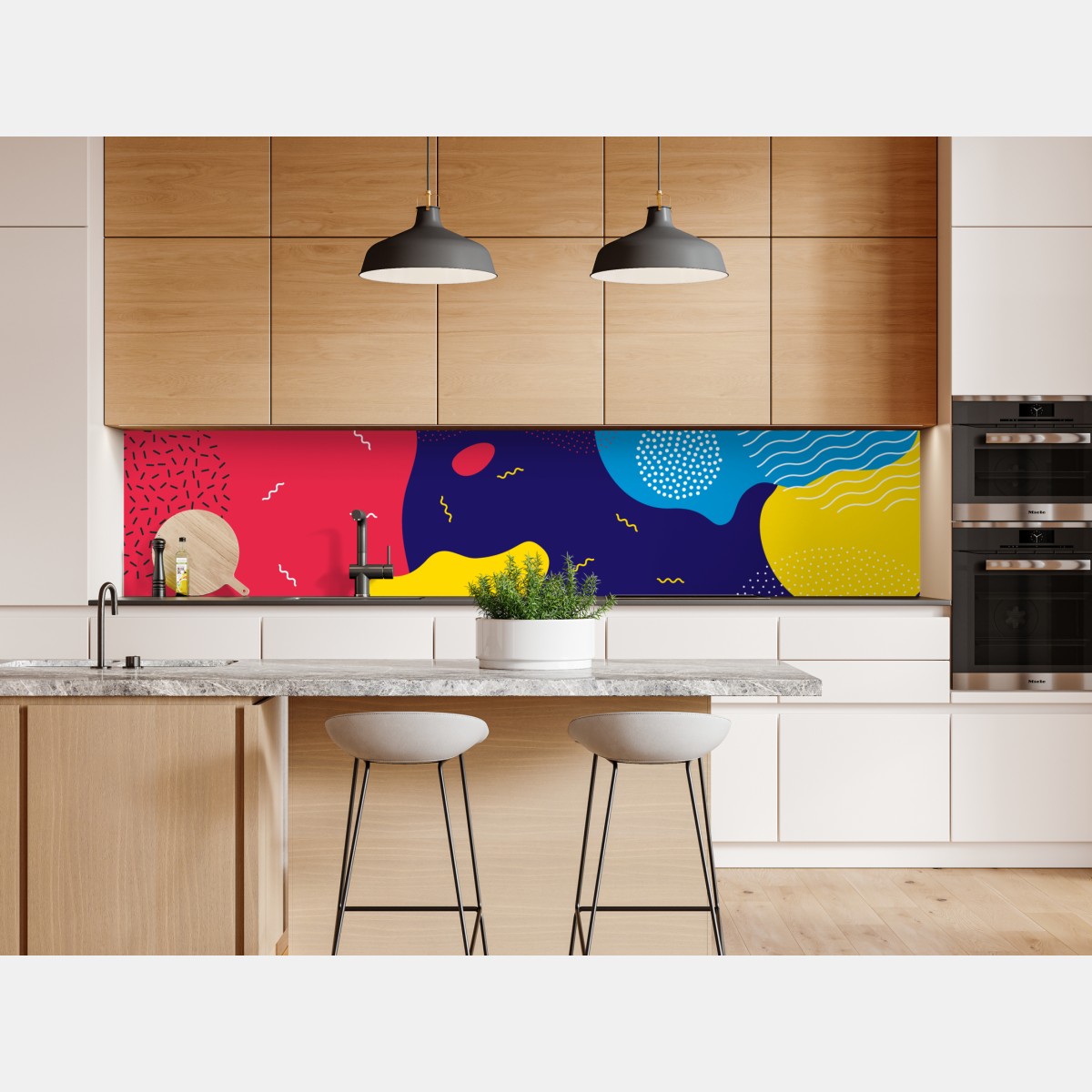 Naklejka repozycjonowalna żywy abstrakcyjny wzór kształtów – Wallissimo® Naklejka repozycjonowalna żywy abstrakcyjny wzór kształtów – Wallissimo®