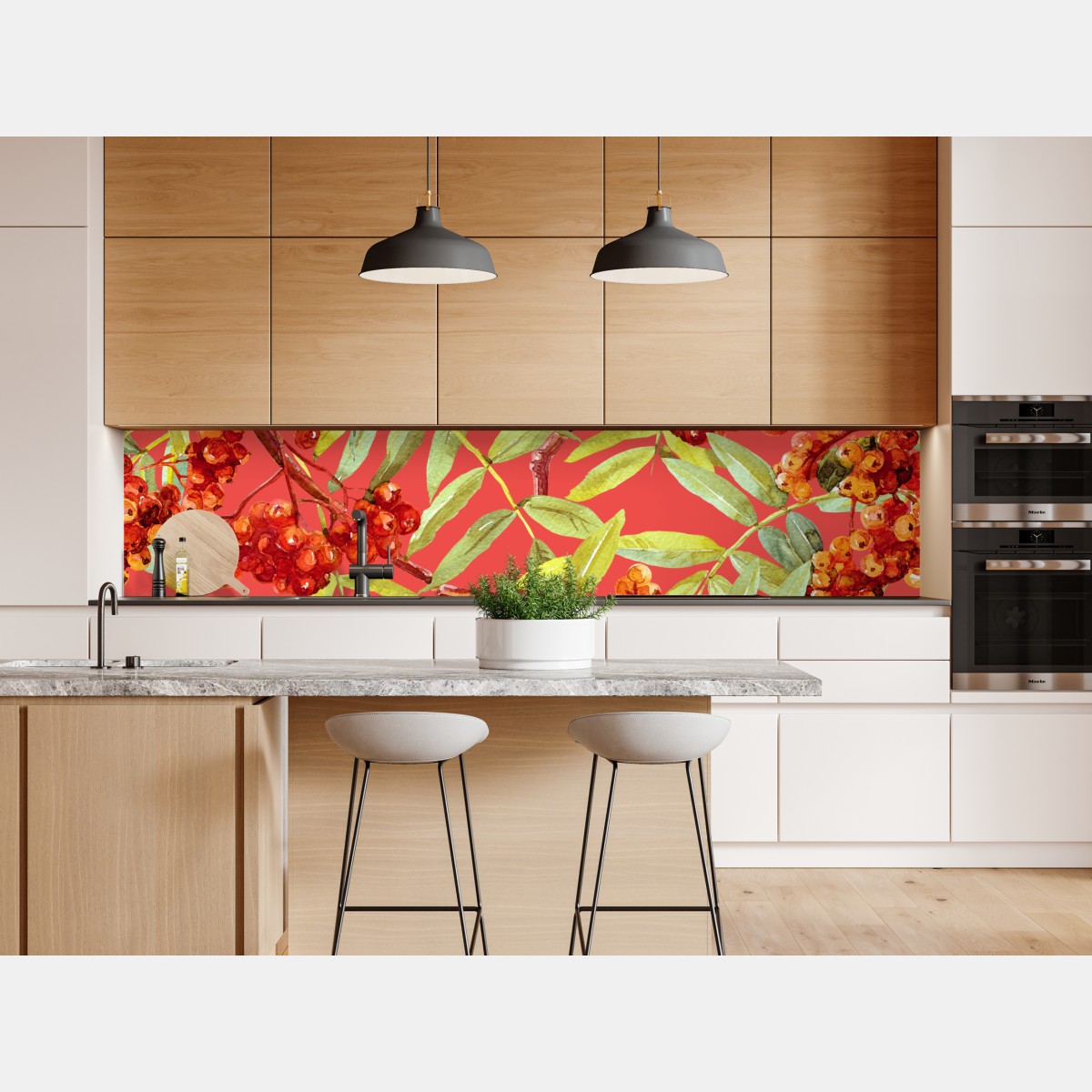 Naklejka repozycjonowalna akwarelowy wzór jarzębiny – Wallissimo® Naklejka repozycjonowalna akwarelowy wzór jarzębiny – Wallissimo®