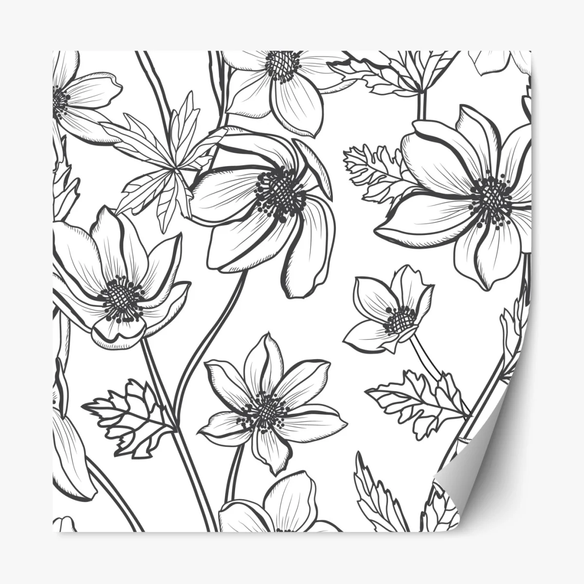 Naklejka repozycjonowalna botaniczny rysunek kwiatowy – Wallissimo® Naklejka repozycjonowalna botaniczny rysunek kwiatowy – Wallissimo®