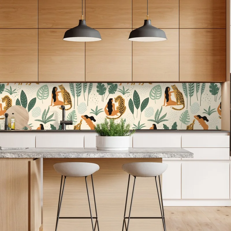 Naklejka repozycjonowalna delikatny wzór liści w odcieniach szarości – Wallissimo®