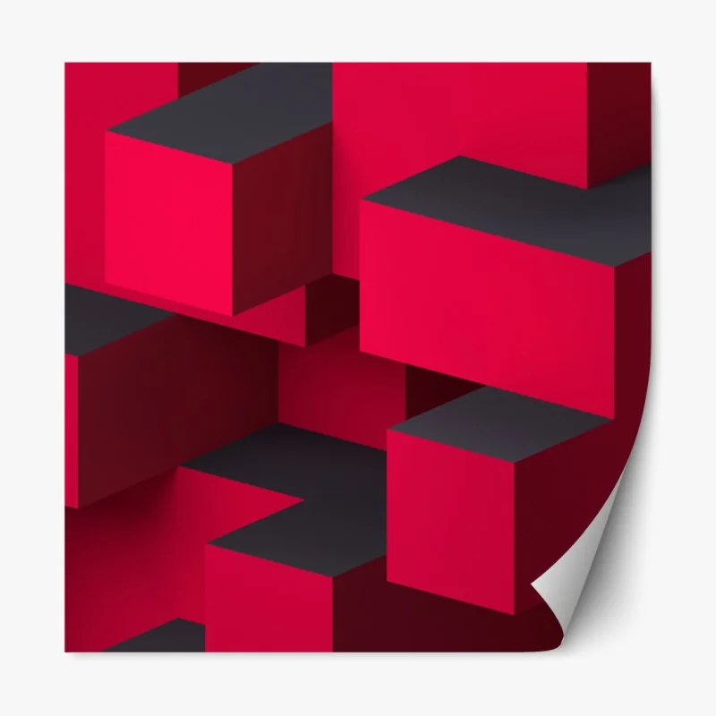 Naklejka repozycjonowalna odważne czerwone geometryczne bloki