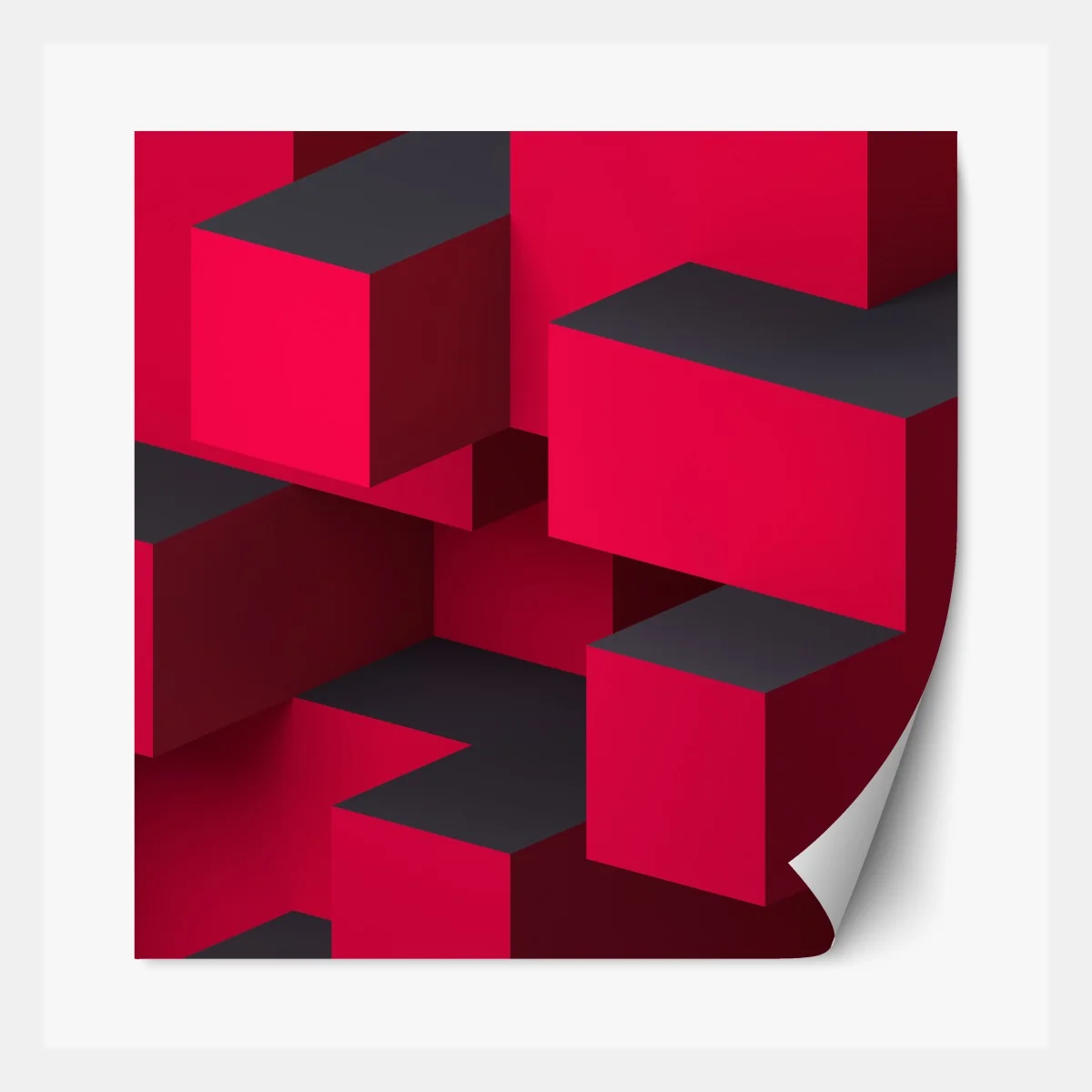 Naklejka repozycjonowalna odważne czerwone geometryczne bloki – Wallissimo® Naklejka repozycjonowalna odważne czerwone geometryczne bloki – Wallissimo®