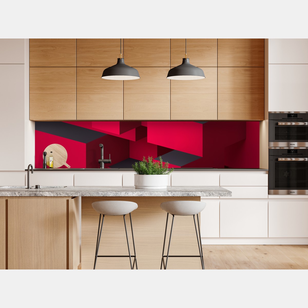 Naklejka repozycjonowalna odważne czerwone geometryczne bloki – Wallissimo® Naklejka repozycjonowalna odważne czerwone geometryczne bloki – Wallissimo®