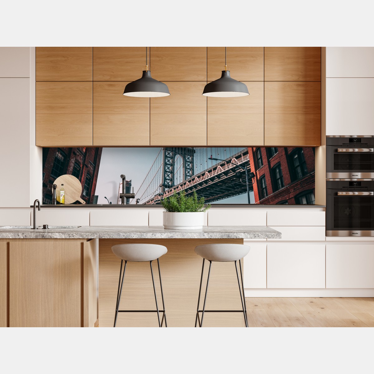 Naklejka repozycjonowalna Manhattan most w miejskiej perspektywie – Wallissimo® Naklejka repozycjonowalna Manhattan most w miejskiej perspektywie – Wallissimo®