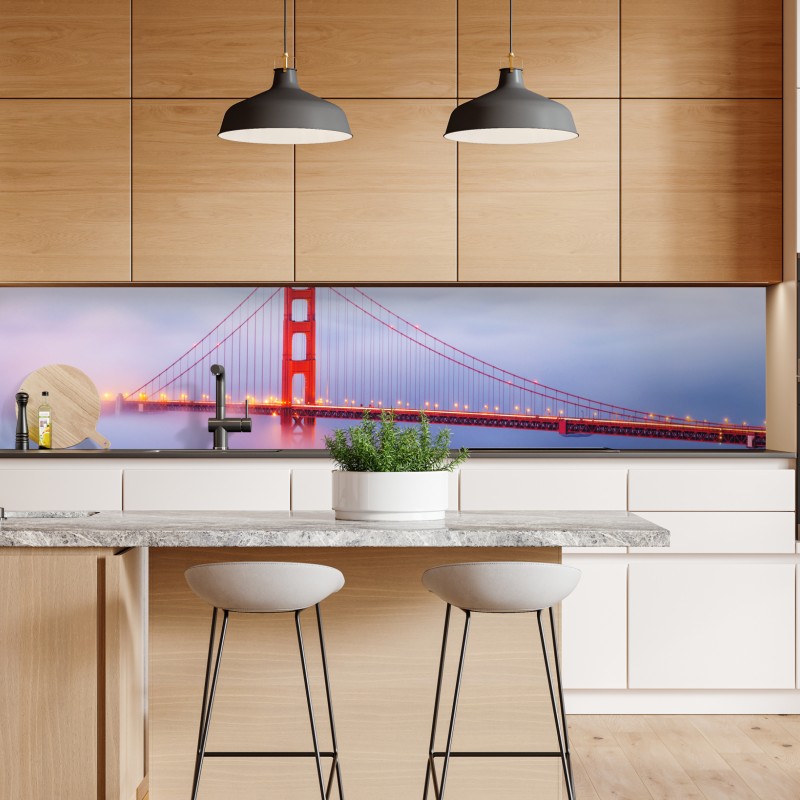 Naklejka repozycjonowalna jesienne przedpołudnie nad jeziorem z pomostem – Wallissimo®