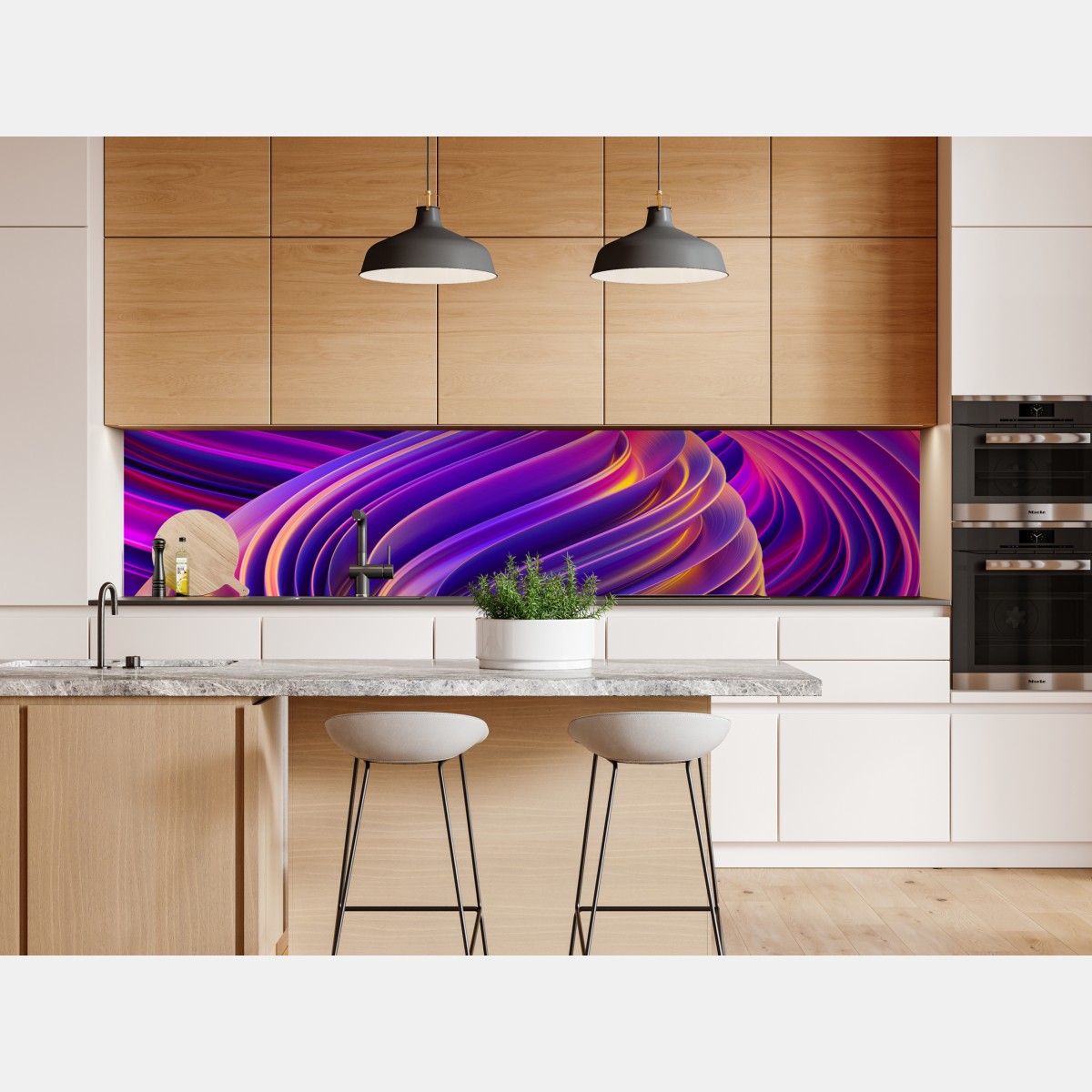 Naklejka repozycjonowalna intensywny fioletowy 3d wir wstęg – Wallissimo® Naklejka repozycjonowalna intensywny fioletowy 3d wir wstęg – Wallissimo®