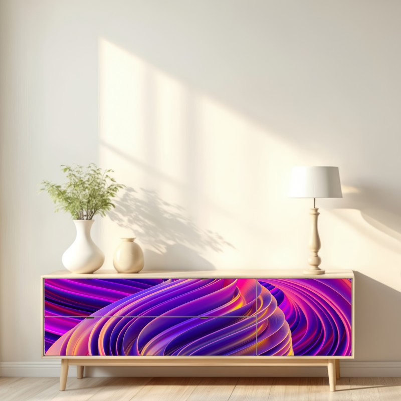 Naklejka repozycjonowalna intensywny fioletowy 3d wir wstęg – Wallissimo® Naklejka repozycjonowalna intensywny fioletowy 3d wir wstęg – Wallissimo®