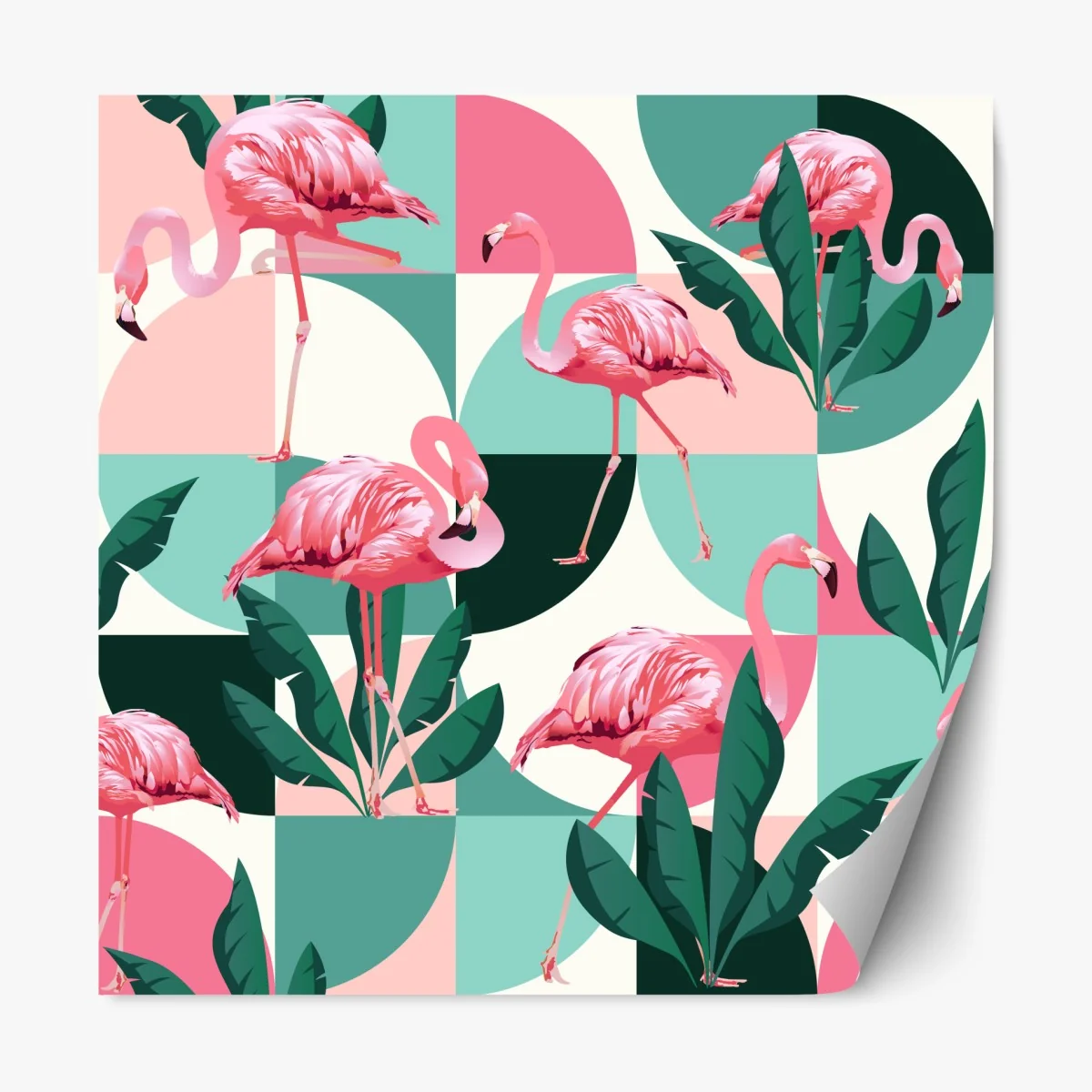 Naklejka repozycjonowalna wzór z różowymi flamingami – Wallissimo® Naklejka repozycjonowalna wzór z różowymi flamingami – Wallissimo®