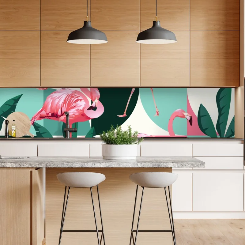 Naklejka repozycjonowalna wzór z różowymi flamingami – Wallissimo® Naklejka repozycjonowalna wzór z różowymi flamingami – Wallissimo®