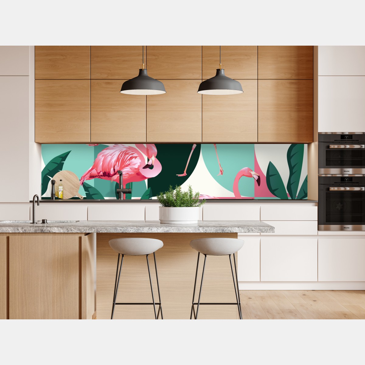 Naklejka repozycjonowalna wzór z różowymi flamingami – Wallissimo® Naklejka repozycjonowalna wzór z różowymi flamingami – Wallissimo®