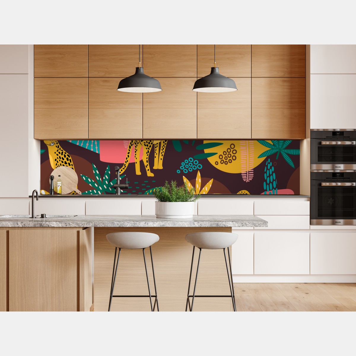 Naklejka repozycjonowalna tropikalny wzór z lampartami – Wallissimo® Naklejka repozycjonowalna tropikalny wzór z lampartami – Wallissimo®