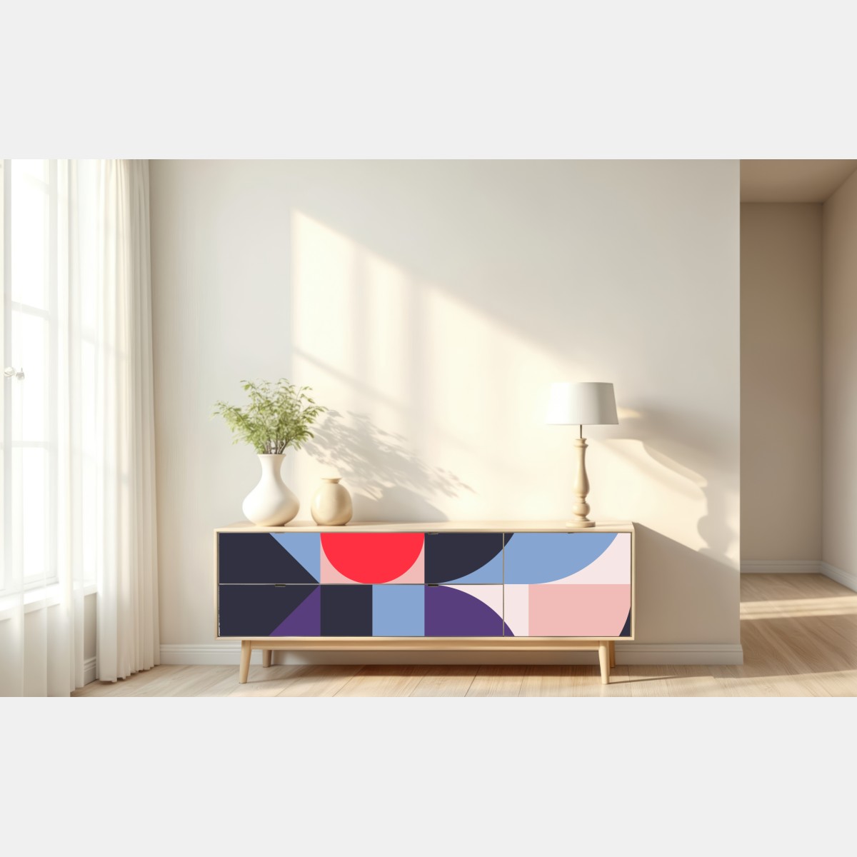 Naklejka repozycjonowalna geometryczna pastelowa kompozycja – Wallissimo® Naklejka repozycjonowalna geometryczna pastelowa kompozycja – Wallissimo®