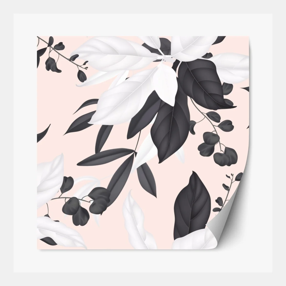 Naklejka repozycjonowalna delikatne pastelowe liście botaniczne – Wallissimo® Naklejka repozycjonowalna delikatne pastelowe liście botaniczne – Wallissimo®