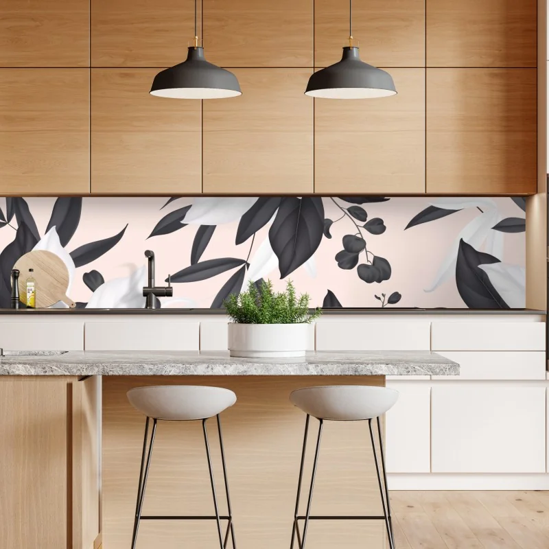 Naklejka repozycjonowalna orientalny wzór z drzewami i liśćmi – Wallissimo®