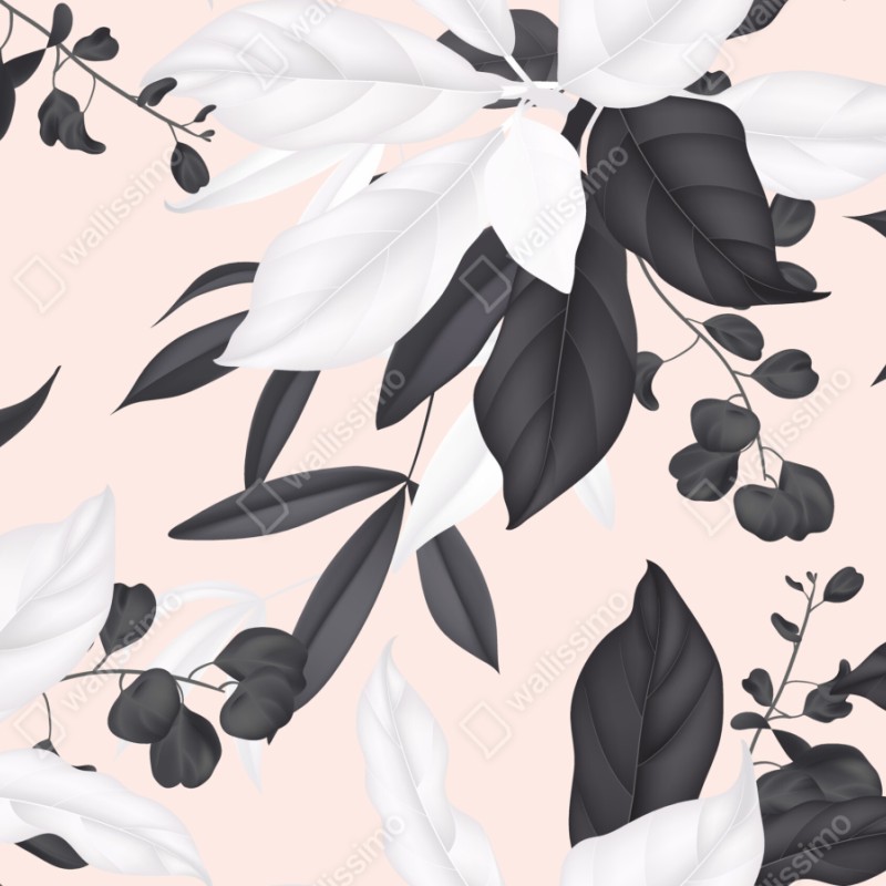 Naklejka repozycjonowalna delikatne pastelowe liście botaniczne – Wallissimo® Naklejka repozycjonowalna delikatne pastelowe liście botaniczne – Wallissimo®