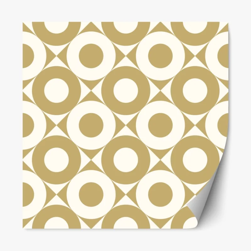 Naklejka repozycjonowalna złoty geometryczny wzór z kołami