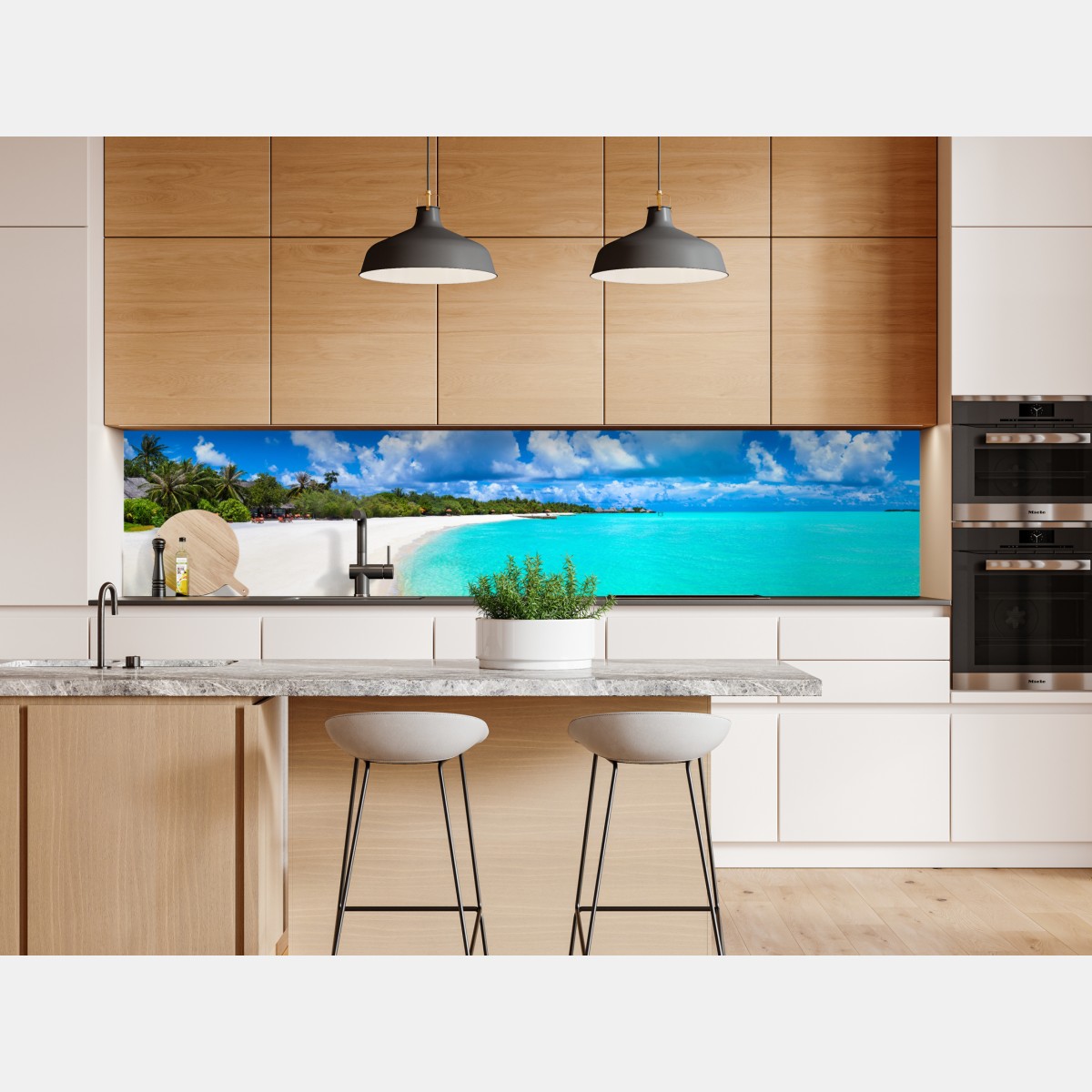 Naklejka repozycjonowalna Malediwy turkusowa plaża panorama – Wallissimo® Naklejka repozycjonowalna Malediwy turkusowa plaża panorama – Wallissimo®