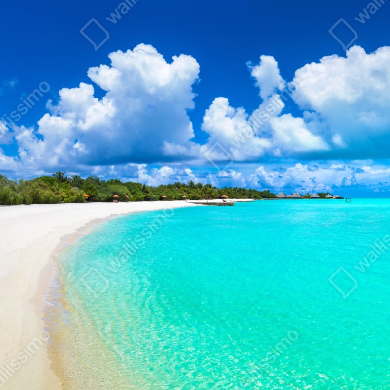 Naklejka repozycjonowalna Malediwy turkusowa plaża panorama – Wallissimo® Naklejka repozycjonowalna Malediwy turkusowa plaża panorama – Wallissimo®