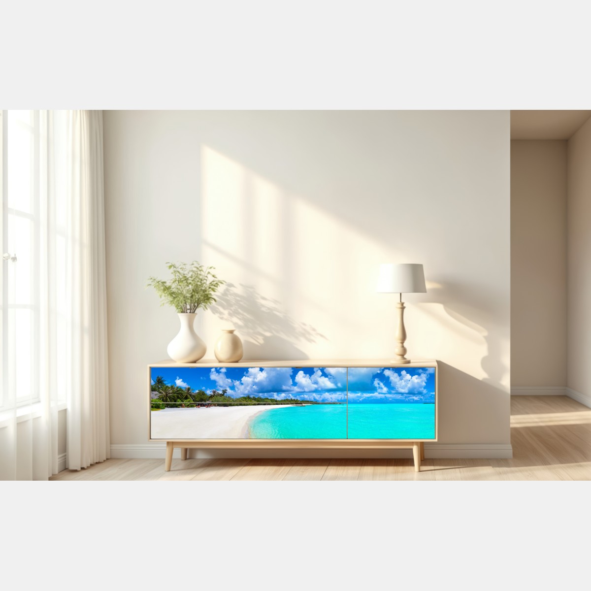 Naklejka repozycjonowalna Malediwy turkusowa plaża panorama – Wallissimo® Naklejka repozycjonowalna Malediwy turkusowa plaża panorama – Wallissimo®