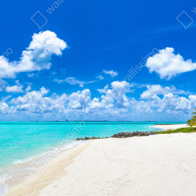 Naklejka repozycjonowalna Malediwy turkusowa plaża panorama – Wallissimo® Naklejka repozycjonowalna Malediwy turkusowa plaża panorama – Wallissimo®