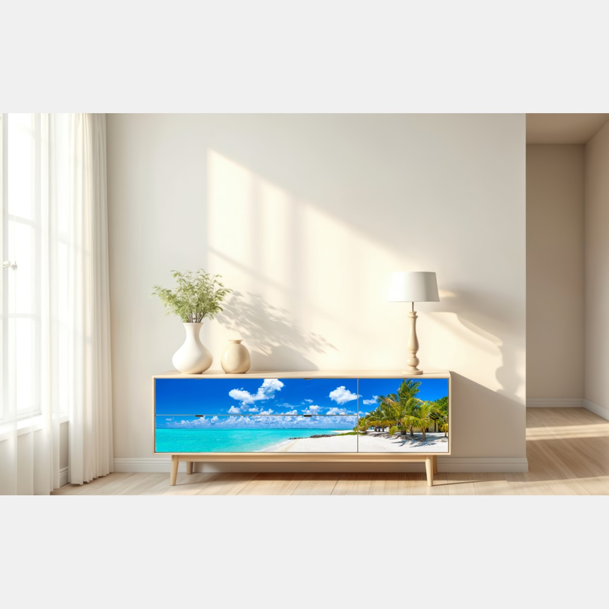 Naklejka repozycjonowalna Malediwy turkusowa plaża panorama – Wallissimo® Naklejka repozycjonowalna Malediwy turkusowa plaża panorama – Wallissimo®