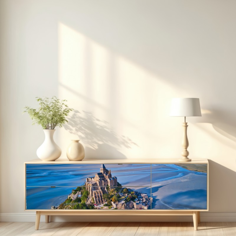 Naklejka repozycjonowalna Mont Saint-Michel widok z lotu ptaka – Wallissimo® Naklejka repozycjonowalna Mont Saint-Michel widok z lotu ptaka – Wallissimo®