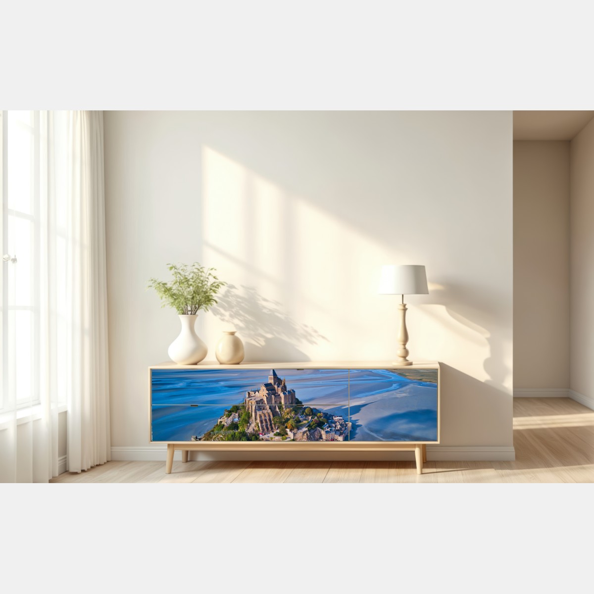 Naklejka repozycjonowalna Mont Saint-Michel widok z lotu ptaka – Wallissimo® Naklejka repozycjonowalna Mont Saint-Michel widok z lotu ptaka – Wallissimo®