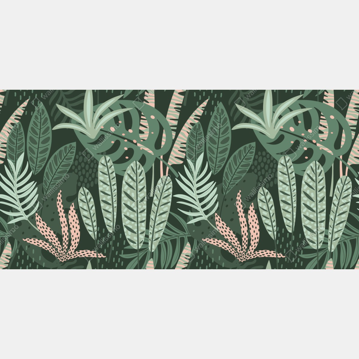 Naklejka repozycjonowalna tropikalny wzór liściowy – Wallissimo® Naklejka repozycjonowalna tropikalny wzór liściowy – Wallissimo®