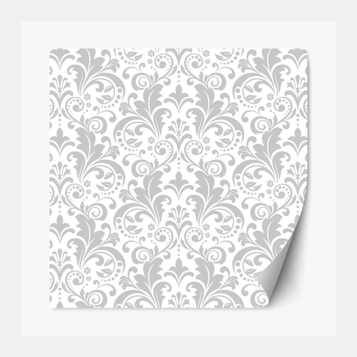 Naklejka repozycjonowalna elegancki szary wzór damasceński – Wallissimo® Naklejka repozycjonowalna elegancki szary wzór damasceński – Wallissimo®