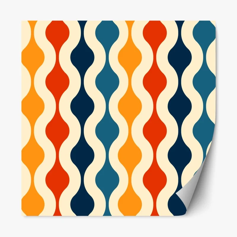 Naklejka repozycjonowalna retro falisty wzór mid-century