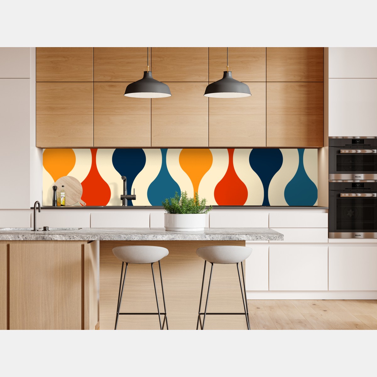 Naklejka repozycjonowalna retro falisty wzór mid-century – Wallissimo® Naklejka repozycjonowalna retro falisty wzór mid-century – Wallissimo®