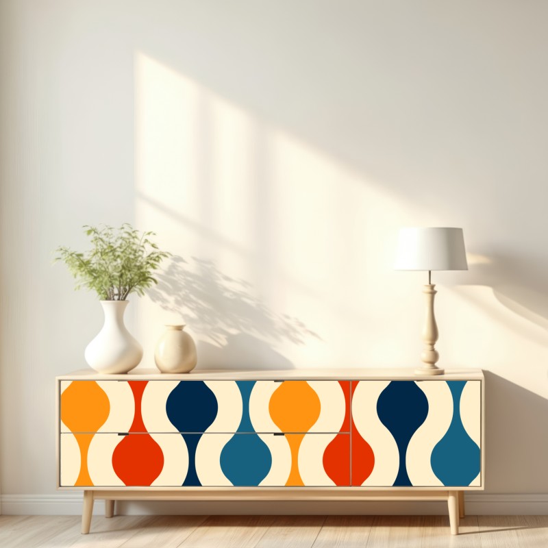 Naklejka repozycjonowalna retro falisty wzór mid-century – Wallissimo® Naklejka repozycjonowalna retro falisty wzór mid-century – Wallissimo®