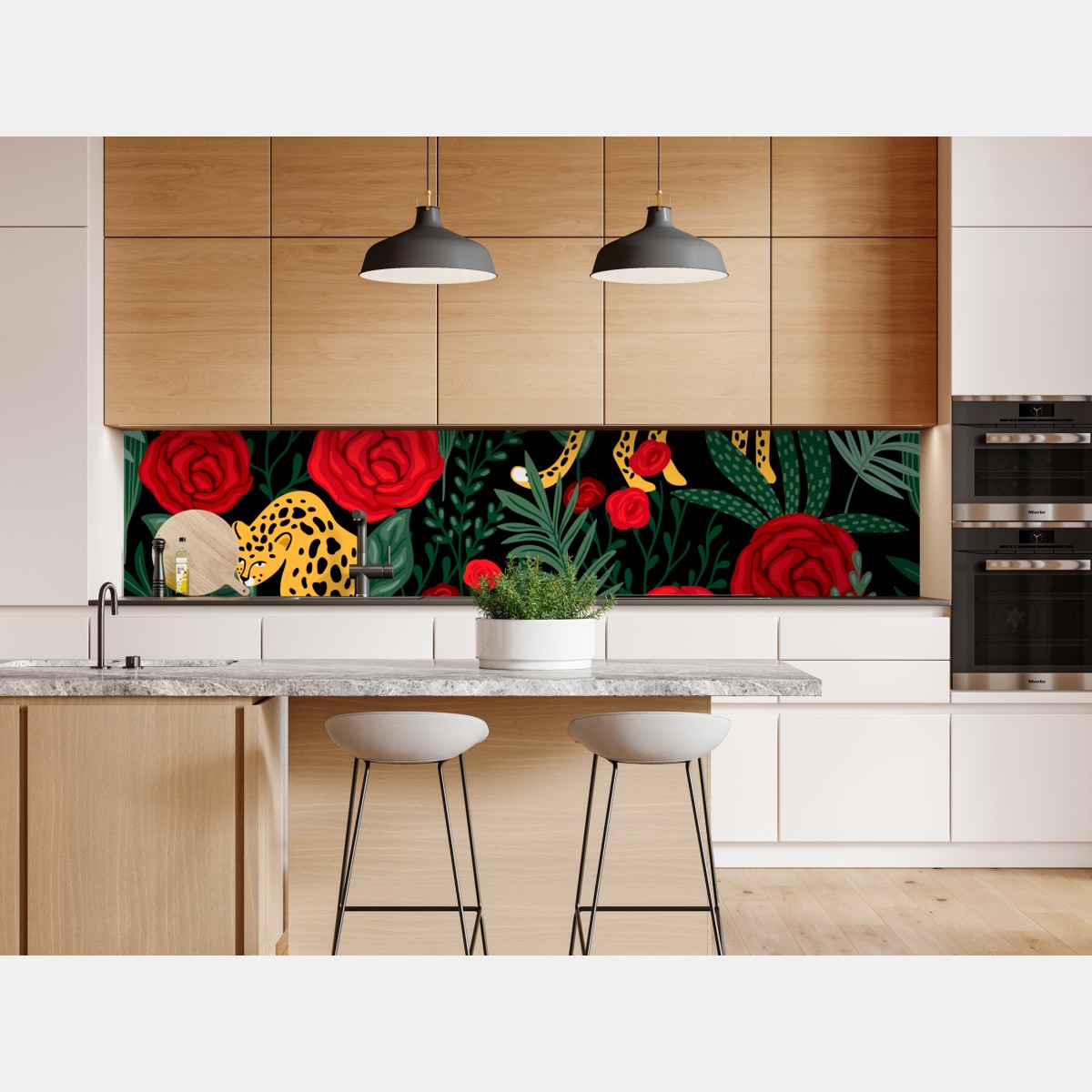 Naklejka repozycjonowalna egzotyczny wzór z gepardami i różami – Wallissimo® Naklejka repozycjonowalna egzotyczny wzór z gepardami i różami – Wallissimo®