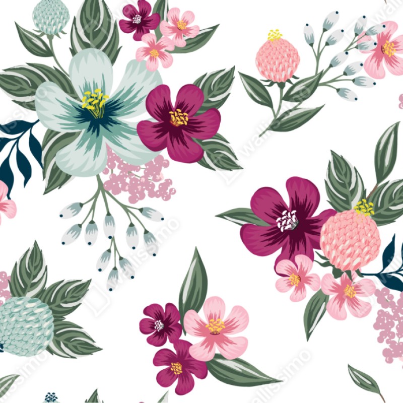 Naklejka repozycjonowalna pastelowy wzór kwiatowy – Wallissimo® Naklejka repozycjonowalna pastelowy wzór kwiatowy – Wallissimo®