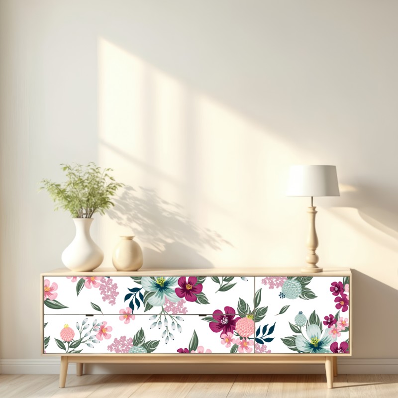 Naklejka repozycjonowalna pastelowy wzór kwiatowy – Wallissimo® Naklejka repozycjonowalna pastelowy wzór kwiatowy – Wallissimo®