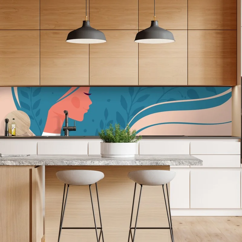 Naklejka repozycjonowalna spokojny kwiatowy profil z falującymi włosami – Wallissimo® Naklejka repozycjonowalna spokojny kwiatowy profil z falującymi włosami – Wallissimo®