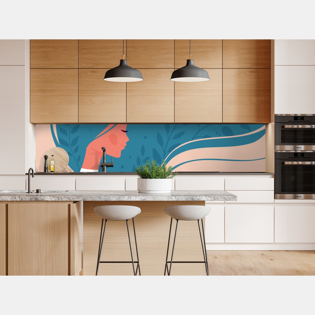 Naklejka repozycjonowalna spokojny kwiatowy profil z falującymi włosami – Wallissimo® Naklejka repozycjonowalna spokojny kwiatowy profil z falującymi włosami – Wallissimo®