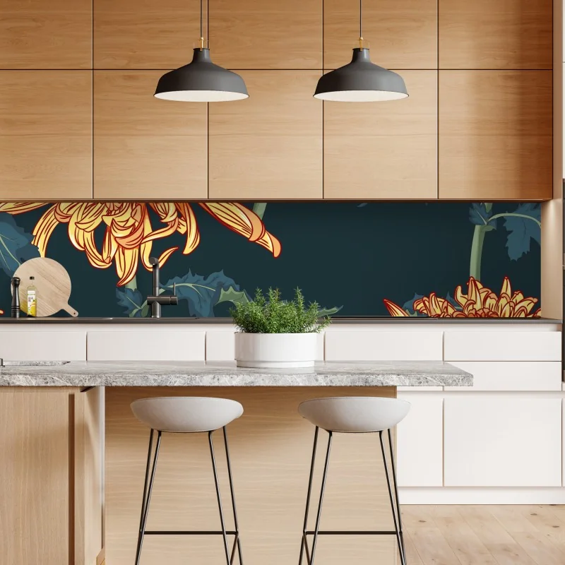 Naklejka repozycjonowalna złoty wzór liści - bezszwowy motyw – Wallissimo®